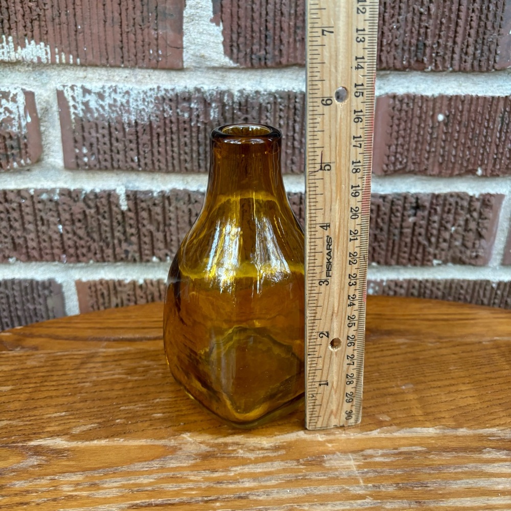 Hand Blown Bud Vase Mini Mouth Amber 
5.5” x 3” - Picture 3 of 6